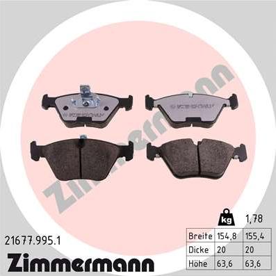 Zimmermann 21677.995.1 - Bremsbelagsatz, Scheibenbremse alexcarstop-ersatzteile.com