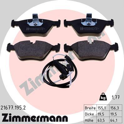 Zimmermann 21677.195.2 - Bremsbelagsatz, Scheibenbremse alexcarstop-ersatzteile.com