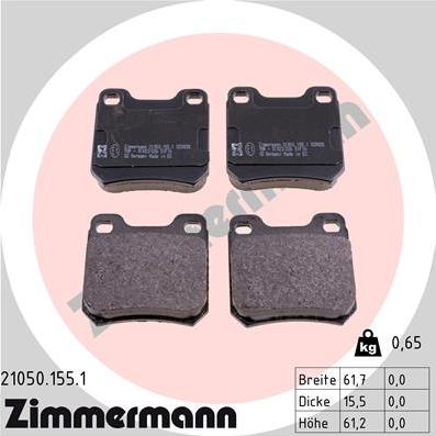 Zimmermann 21050.155.1 - Bremsbelagsatz, Scheibenbremse alexcarstop-ersatzteile.com