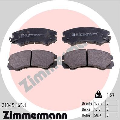 Zimmermann 21845.165.1 - Bremsbelagsatz, Scheibenbremse alexcarstop-ersatzteile.com