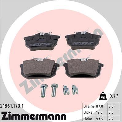 Zimmermann 21861.170.1 - Bremsbelagsatz, Scheibenbremse alexcarstop-ersatzteile.com