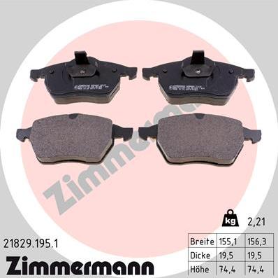 Zimmermann 21829.195.1 - Bremsbelagsatz, Scheibenbremse alexcarstop-ersatzteile.com