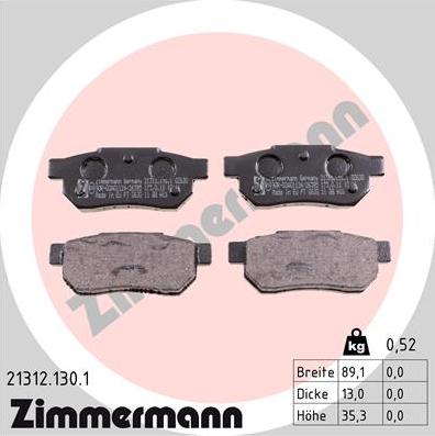 Zimmermann 21312.130.1 - Bremsbelagsatz, Scheibenbremse alexcarstop-ersatzteile.com