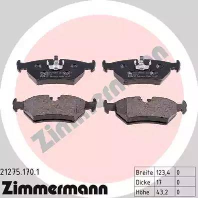 Zimmermann 21275.170.1 - Bremsbelagsatz, Scheibenbremse alexcarstop-ersatzteile.com