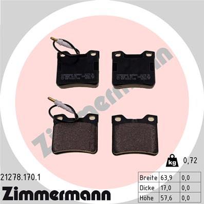 Zimmermann 21278.170.1 - Bremsbelagsatz, Scheibenbremse alexcarstop-ersatzteile.com