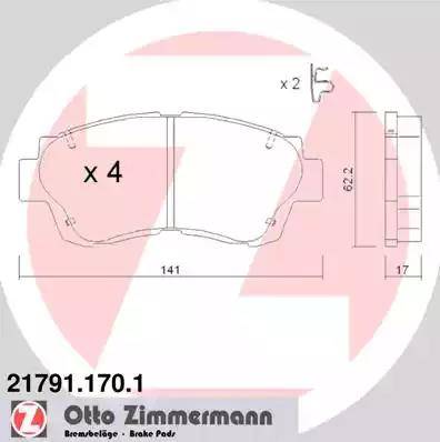 Zimmermann 21791.170.1 - Bremsbelagsatz, Scheibenbremse alexcarstop-ersatzteile.com