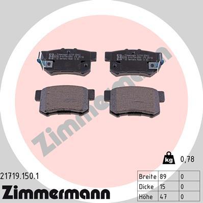 Zimmermann 21719.150.1 - Bremsbelagsatz, Scheibenbremse alexcarstop-ersatzteile.com