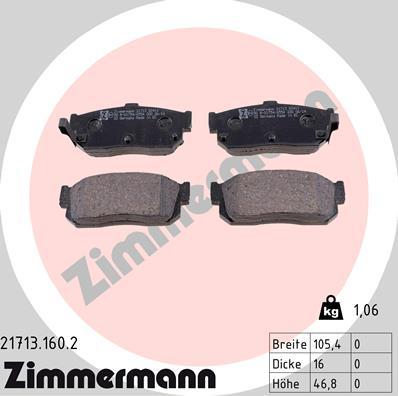 Zimmermann 21713.160.2 - Bremsbelagsatz, Scheibenbremse alexcarstop-ersatzteile.com