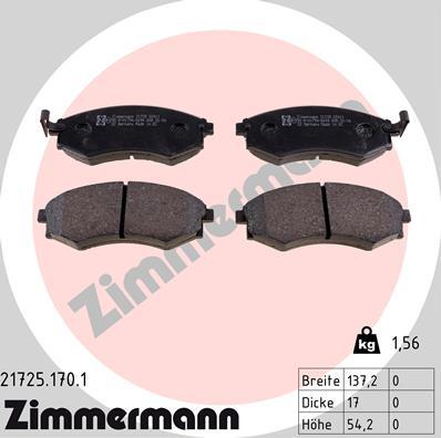 Zimmermann 21725.170.1 - Bremsbelagsatz, Scheibenbremse alexcarstop-ersatzteile.com