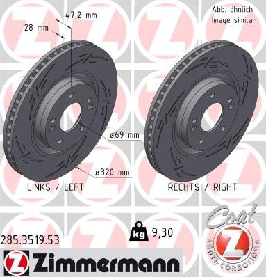 Zimmermann 285.3519.53 - Bremsscheibe alexcarstop-ersatzteile.com