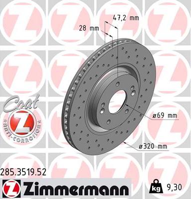 Zimmermann 285.3519.52 - Bremsscheibe alexcarstop-ersatzteile.com