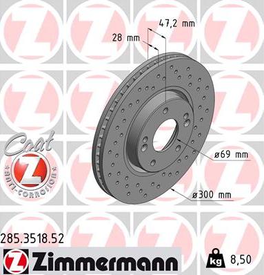 Zimmermann 285.3518.52 - Bremsscheibe alexcarstop-ersatzteile.com