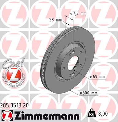 Zimmermann 285.3513.20 - Bremsscheibe alexcarstop-ersatzteile.com