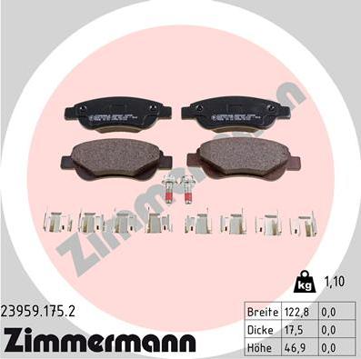 Zimmermann 23959.175.2 - Bremsbelagsatz, Scheibenbremse alexcarstop-ersatzteile.com