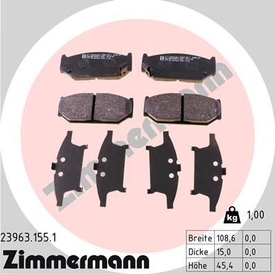 Zimmermann 23963.155.1 - Bremsbelagsatz, Scheibenbremse alexcarstop-ersatzteile.com