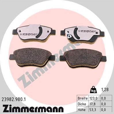 Zimmermann 23982.980.1 - Bremsbelagsatz, Scheibenbremse alexcarstop-ersatzteile.com