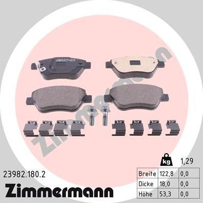 Zimmermann 23982.180.2 - Bremsbelagsatz, Scheibenbremse alexcarstop-ersatzteile.com