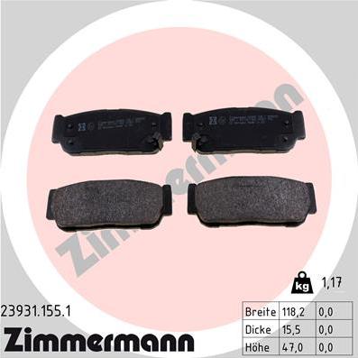 Zimmermann 23931.155.1 - Bremsbelagsatz, Scheibenbremse alexcarstop-ersatzteile.com