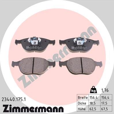 Zimmermann 23440.175.1 - Bremsbelagsatz, Scheibenbremse alexcarstop-ersatzteile.com