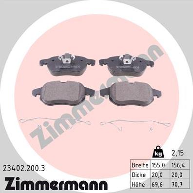 Zimmermann 23402.200.3 - Bremsbelagsatz, Scheibenbremse alexcarstop-ersatzteile.com