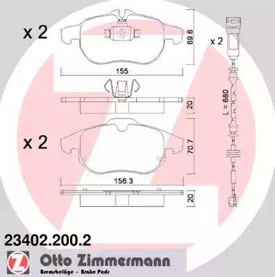 Zimmermann 23402.200.2 - Bremsbelagsatz, Scheibenbremse alexcarstop-ersatzteile.com