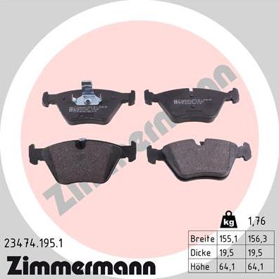 Zimmermann 23474.195.1 - Bremsbelagsatz, Scheibenbremse alexcarstop-ersatzteile.com