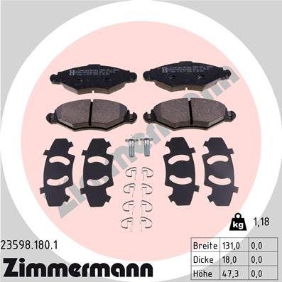 Zimmermann 23598.180.1 - Bremsbelagsatz, Scheibenbremse alexcarstop-ersatzteile.com