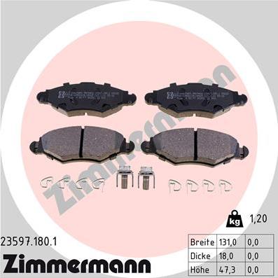 Zimmermann 23597.180.1 - Bremsbelagsatz, Scheibenbremse alexcarstop-ersatzteile.com