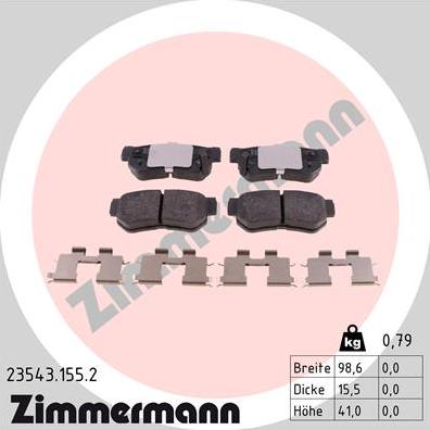 Zimmermann 23543.155.2 - Bremsbelagsatz, Scheibenbremse alexcarstop-ersatzteile.com