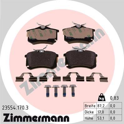 Zimmermann 23554.170.3 - Bremsbelagsatz, Scheibenbremse alexcarstop-ersatzteile.com