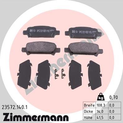 Zimmermann 23572.140.1 - Bremsbelagsatz, Scheibenbremse alexcarstop-ersatzteile.com