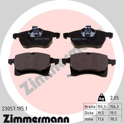 Zimmermann 23057.195.1 - Bremsbelagsatz, Scheibenbremse alexcarstop-ersatzteile.com