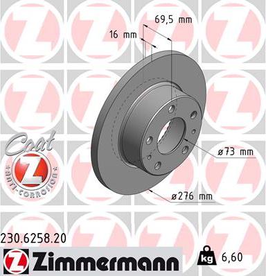 Zimmermann 230.6258.20 - Bremsscheibe alexcarstop-ersatzteile.com