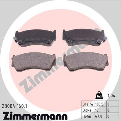 Zimmermann 23004.160.1 - Bremsbelagsatz, Scheibenbremse alexcarstop-ersatzteile.com