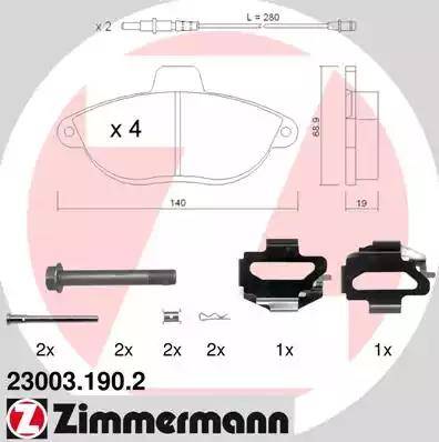 Zimmermann 23003.190.2 - Bremsbelagsatz, Scheibenbremse alexcarstop-ersatzteile.com