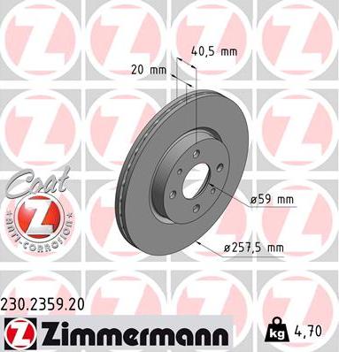 Zimmermann 230.2359.20 - Bremsscheibe alexcarstop-ersatzteile.com