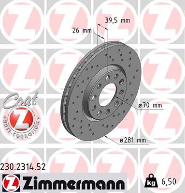 Zimmermann 230.2314.52 - Bremsscheibe alexcarstop-ersatzteile.com