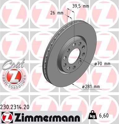 Zimmermann 230.2314.20 - Bremsscheibe alexcarstop-ersatzteile.com