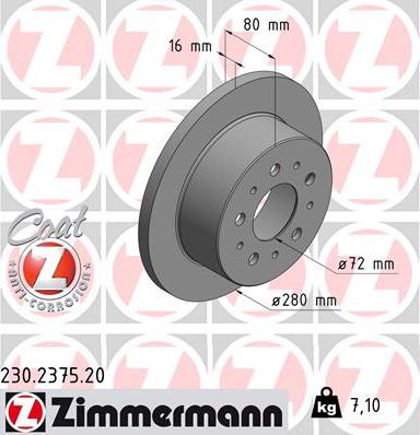 Zimmermann 230.2375.20 - Bremsscheibe alexcarstop-ersatzteile.com