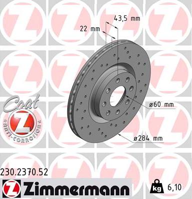 Zimmermann 230.2370.52 - Bremsscheibe alexcarstop-ersatzteile.com