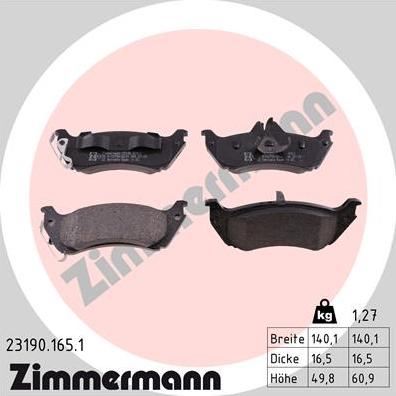 Zimmermann 23190.165.1 - Bremsbelagsatz, Scheibenbremse alexcarstop-ersatzteile.com