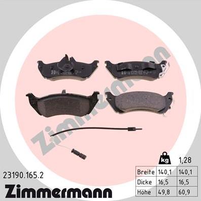 Zimmermann 23190.165.2 - Bremsbelagsatz, Scheibenbremse alexcarstop-ersatzteile.com