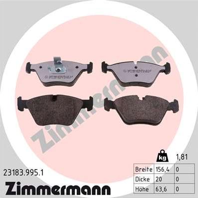 Zimmermann 23183.995.1 - Bremsbelagsatz, Scheibenbremse alexcarstop-ersatzteile.com