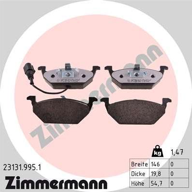 Zimmermann 23131.995.1 - Bremsbelagsatz, Scheibenbremse alexcarstop-ersatzteile.com