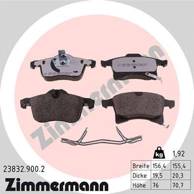 Zimmermann 23832.900.2 - Bremsbelagsatz, Scheibenbremse alexcarstop-ersatzteile.com