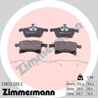 Zimmermann 23832.200.2 - Bremsbelagsatz, Scheibenbremse alexcarstop-ersatzteile.com