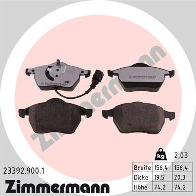 Zimmermann 23392.900.1 - Bremsbelagsatz, Scheibenbremse alexcarstop-ersatzteile.com