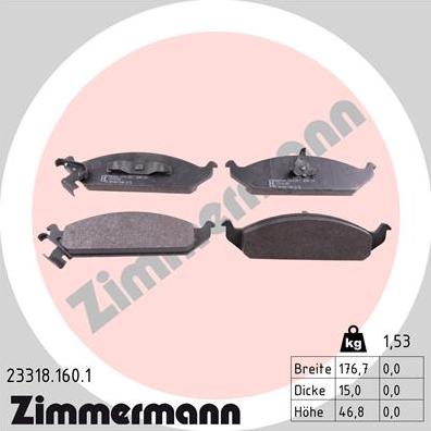 Zimmermann 23318.160.1 - Bremsbelagsatz, Scheibenbremse alexcarstop-ersatzteile.com