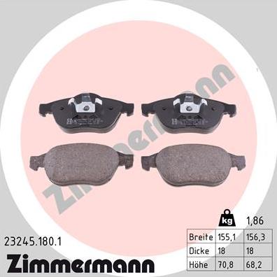 Zimmermann 23245.180.1 - Bremsbelagsatz, Scheibenbremse alexcarstop-ersatzteile.com