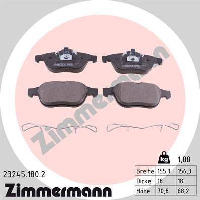 Zimmermann 23245.180.2 - Bremsbelagsatz, Scheibenbremse alexcarstop-ersatzteile.com